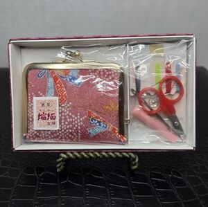 Vintage Japanese Sewing Kit with Snap Closure Purse for Kit Storage 3.5"X3.5"